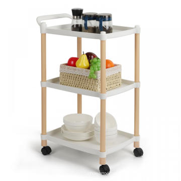 3 Layers Kitchen Plastic Black Cart with Wheels